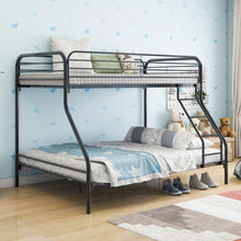 Load image into Gallery viewer, iRerts Twin Bunk Bed for Kids Teens Adults, Metal Twin Over Full Bunk Bed with Slats Support, Heavy Duty Bunk Bed Twin Over Full for Bedroom Dorm, No Box Spring Needed, Black