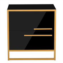 Load image into Gallery viewer, iRerts Nightstand, Modern End Side Table with Drawers, Wood Night Stands Bedside Table for Bedroom Living Room, Black