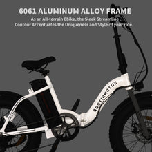 Load image into Gallery viewer, iRerts Folding Electric Bike, 500W Electric Bicycle for Adults Teens with 3 Riding Modes, Removable Battery and 20" Fat Tire, Portable Adult Electric Bike Beach Snow Bicycle for Commute School, White