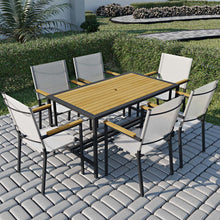 Load image into Gallery viewer, Outdoor Patio Furniture Sets, 7 Piece Outdoor Wicker Conversation Set with Acacia Wood Table Top, Rattan Outdoor Dining Table Set, Durable Outdoor Furniture Sets with Cushion for Lawn Backyard, Brown