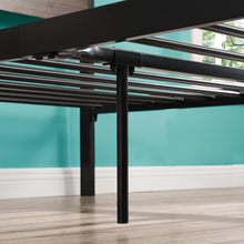 Load image into Gallery viewer, iRerts Twin Platform Bed Frame with Headboard, Industrial Metal Twin Bed Frame with Slat Support, Modern Bed Frame Twin Size for Adults Teens Kids Bedroom, No Box Spring Needed, Brown