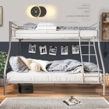 Load image into Gallery viewer, iRerts Metal Bunk Beds Twin over Full, Heavy Duty Bunk Beds Twin over Full for Kids Adults, Twin over Full Bunk Bed with Safety Guardrail, No Box Spring Needed, Noise Free, Silver