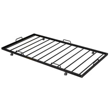 Load image into Gallery viewer, iRerts Twin Size Metal House Shape Bed Frame with Trundle, Modern Twin Platform Bed Frame with Metal Slats, Twin Bed Frame No Box Spring Needed, Twin Size Bed Frame for Kids Bedroom, Black