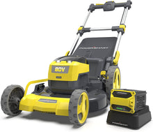 Load image into Gallery viewer, PowerSmart Cordless Lawn Mower, 40V Inch Push Lawn Mower Battery Powered, Folding Lawn Mower with Bag, 5 Adjustable Heights, 3-in-1 Electric Lawn Mower for Backyard Garden Park Lawn, Bright Yellow