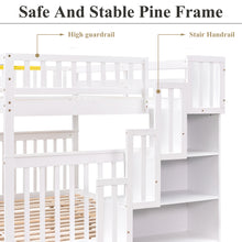 Load image into Gallery viewer, iRerts Bunk Beds Full over Full, Wood Bunk Bed for Kids Teens Adults, Full Over Full Bunk Bed with 2 Drawers and Staircases, Convertible into 2 Beds, Modern Bunk Beds for Bedroom Dorm, White