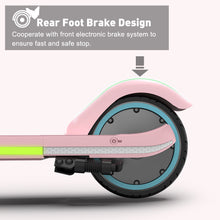 Load image into Gallery viewer, iRerts Electric Scooter for Kids Boys Girls, Folding Kids Scooter with Adjustable Height, LED Display, Rear Brake, 7" Wheel, Colorful Deck Light, Lightweight Kids Electric Scooters for 8-14 Ages, Pink