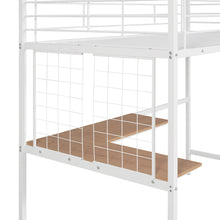 Load image into Gallery viewer, iRerts Twin Loft Bed Frame, Modern Twin Metal Loft Bed with Desk and Metal Grid, Twin Loft Bed with Ladder and Guardrail, No Box Spring Needed, Twin Size Loft Bed for Bedroom Apartment, White