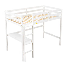 Load image into Gallery viewer, iRerts Wooden Loft Bed with Desk, Twin Loft Bed Frame for Kids Boys Girls, Twin Loft Bed with Ladder and Guardrail, Modern Loft Bed Frame Twin for Bedroom Dormitory, No Box Spring Needed, White