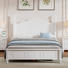 Load image into Gallery viewer, iRerts Wood Full Size Platform Bed Frame, Full Bed Frame with Headboard and Wooden Slat Support, Retro Bed Frame Full Size No Box Spring Needed, Easy Assembly, White