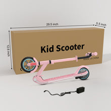 Load image into Gallery viewer, iRerts Kids Electric Scooters for 8-14 Year Old, Portable Folding Kids Scooter for Boys Girls, Adjustable Height Kids Electric Scooter with LED Display, Rear Brake, 7" Wheel, Colorful Deck Light, Pink