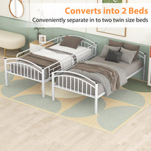 Load image into Gallery viewer, iRerts Twin Over Twin Bunk Bed, Metal Bunk Bed Twin Over Twin for Kids Teens Adults, 2 in 1 Convertible Bunk Bed with Safety Guard Rails, Twin Bunk Bed for Small Rooms Bedroom Dormitory, White