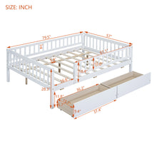 Load image into Gallery viewer, iRerts Daybed with Storage Drawers, Wood Full Daybed Frame for Kids Teens Adults, Full Size Daybed Frame with Fence Guardrails, Full Size Platform Bed Frame for Bedroom, No Box Spring Needed, White