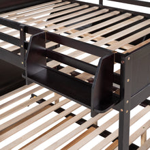 Load image into Gallery viewer, iRerts Full Over Full Bunk Bed with Trundle, Wood Full Bunk Bed with Shelves for Kids Teens Adults, Separable Bunk Bed Full Over Full Convertible to 3 Full Beds, Modern Bunk Bed for Bedroom, Espresso