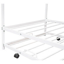 Load image into Gallery viewer, iRerts Twin Size House Platform Bed Frame with Trundle, Twin Metal Bed Frame for Kids Boys Girls, House Platform Bed frame Twin with Metal Slats, Kids Twin Bed Frame No Box Spring Needed, White