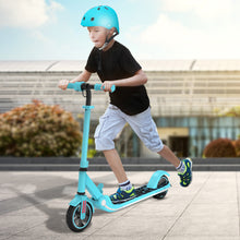 Load image into Gallery viewer, iRerts Kids Electric Scooters for 8-14 Year Old, Portable Folding Kids Scooter for Boys Girls, Adjustable Height Kids Electric Scooter with LED Display, Rear Brake, 7" Wheel, Colorful Deck Light, Blue