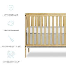 Load image into Gallery viewer, iRerts 5 In 1 Convertible Baby Crib, Wood Convertible Crib Toddler Bed with Wood Legs, Converts from Baby Crib to Toddler Bed, Fits Standard Full-Size Crib Mattress, Easy to Assemble, Natural
