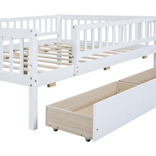Load image into Gallery viewer, iRerts Daybed with Storage Drawers, Wood Full Daybed Frame for Kids Teens Adults, Full Size Daybed Frame with Fence Guardrails, Full Size Platform Bed Frame for Bedroom, No Box Spring Needed, White