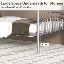 Load image into Gallery viewer, iRerts Twin Over Twin Bunk Bed, Metal Bunk Bed Twin Over Twin for Kids Teens Adults, 2 in 1 Convertible Bunk Bed with Safety Guard Rails, Twin Bunk Bed for Small Rooms Bedroom Dormitory, Silver