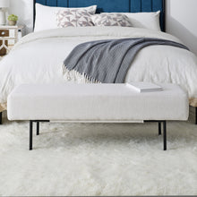 Load image into Gallery viewer, iRerts 47.5" Bench for Bedroom, Ottoman Bench Seat Upholstered Bedroom Benches, Modern Entryway Bench Couch Long Bench with Steel Legs for Entryway Dining Room Living Room Bedroom End of Bed, White