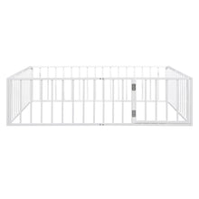 Load image into Gallery viewer, iRerts Queen Floor Bed Frame, Metal Queen Size Montessori Floor Bed Frame with Fence and Door, Kids Toddler Floor Bed Frame Queen Size for Girls Boys, Twin Bed Frame without Bed Slats, White