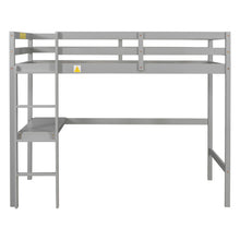 Load image into Gallery viewer, iRerts Wooden Loft Bed with Desk, Twin Loft Bed Frame for Kids Boys Girls, Twin Loft Bed with Ladder and Guardrail, Modern Loft Bed Frame Twin for Bedroom Dormitory, No Box Spring Needed, Grey