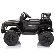 Load image into Gallery viewer, iRerts Black Kids 12V Ride on Truck with Remote Control for 2- 4 Years Old, Horn, LED Lights, MP3 Player, Radio, USB Port, Spring Suspension