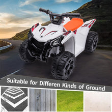 Load image into Gallery viewer, iRerts White Kids ATV 4 Wheeler, 6V Ride on Car with One-button Start, One Speed Forward, Electric Ride on Toy for 18-30 Months Boy Girls, Kids Birthday Gift/Christmas Gift