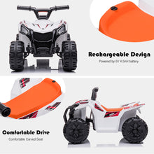 Load image into Gallery viewer, iRerts White Kids ATV 4 Wheeler, 6V Ride on Car with One-button Start, One Speed Forward, Electric Ride on Toy for 18-30 Months Boy Girls, Kids Birthday Gift/Christmas Gift