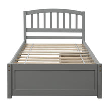 Load image into Gallery viewer, Twin Bed Frame with Storage Drawers, iRerts Wood Twin Platform Bed Frame with Headboard, Wood Slats, Twin Bed Frame No Box Spring Needed for Adults Kids, Bed Frame Twin Size for Bedroom, Gray