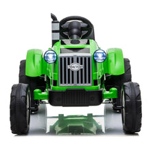 Load image into Gallery viewer, iRerts Green 12 V Powered Ride on Tractor Car with Trailer & Remote Control, LED Lights, USB Port, MP3 Player