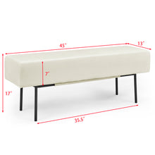 Load image into Gallery viewer, iRerts Bench Seat, 45" Fabric Upholstered Bench Ottoman Bench, Couch Long Bench Ottoman with Steel Legs, Modern Entryway Bench Bed Bench for Entryway Dining Room Living Room Bedroom, Beige
