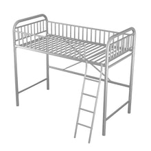Load image into Gallery viewer, iRerts Twin Size Loft Bed, Metal Loft Bed Twin for Kids Teens Adults, Twin Loft Bed with Ladder and Full-Length Guardrail, Twin Metal Loft Bed for Bedroom Dorm Guest Room, No Box Spring Needed, Silver