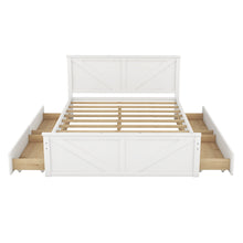 Load image into Gallery viewer, iRerts Queen Bed Frame with Headboard, Solid Wood Queen Platform Bed Frame with Storage Drawers, Slats Support and Support Legs, Modern Queen Size Bed Frame No Box Spring Needed for Bedroom, White