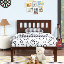 Load image into Gallery viewer, iRerts Wood Twin Bed Frame, Modern Twin Platform Bed Frame with Headboard, Wood Support Slats, Twin Size Bed Frame No Box Spring Needed, Bed Frame Twin Size for Kids Teens Adults Bedroom, Dark Walnut