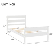 Load image into Gallery viewer, iRerts Twin Bed Frame, Wood Twin Platform Bed Frame with Headboard and Footboard, Modern Twin Size Platform Bed Frame with Slat Slats, Twin Size Bed Frame No Box Spring Needed for Bedroom, White