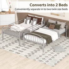 Load image into Gallery viewer, iRerts Twin Over Twin Bunk Bed, Metal Bunk Bed Twin Over Twin for Kids Teens Adults, 2 in 1 Convertible Bunk Bed with Safety Guard Rails, Twin Bunk Bed for Small Rooms Bedroom Dormitory, Silver