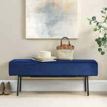 Load image into Gallery viewer, iRerts Bench Seat, 45" Fabric Upholstered Bench Ottoman Bench, Couch Long Bench Ottoman with Steel Legs, Modern Entryway Bench Bed Bench for Entryway Dining Room Living Room Bedroom, Blue