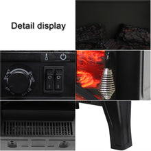 Load image into Gallery viewer, iRerts Electric Fireplace Heater, 17" 1400W Small Electric Fireplace with Adjustable Temperature, 2 Heating Modes, Overheat Protection, Indoor Electric Fireplace Stove for Living Room Bedroom, Black