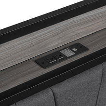 Load image into Gallery viewer, iRerts Metal Full Platform Bed Frame with Trundle, Industrial Full Bed Frame with Storage Upholstered Headboard, USB Ports, Socket, Full Size Bed Frame No Box Spring Needed for Bedroom, Black