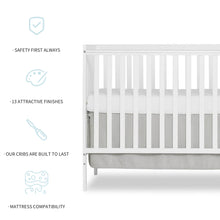 Load image into Gallery viewer, iRerts 5 In 1 Convertible Baby Crib, Wood Convertible Crib Toddler Bed with Wood Legs, Converts from Baby Crib to Toddler Bed, Fits Standard Full-Size Crib Mattress, Easy to Assemble, White