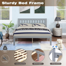 Load image into Gallery viewer, iRerts Wood Full Bed Frame, Modern Full Platform Bed Frame with Headboard, Wood Support Slats, Full Size Bed Frame No Box Spring Needed, Bed Frame Full Size for Kids Teens Adults Bedroom, Gray