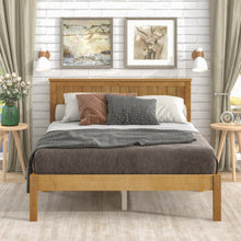 Load image into Gallery viewer, iRerts Full Platform Bed Frame with Headboard, Solid Wood Full Bed Frame for Adults Teens kids, Modern Full Size Bed Frame with Slat Support for Bedroom Apartment, No Box Spring Needed, Light Brown