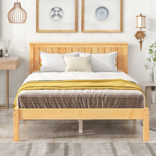 Load image into Gallery viewer, iRerts Full Platform Bed Frame with Headboard, Solid Wood Full Bed Frame for Adults Teens kids, Modern Full Size Bed Frame with Slat Support for Bedroom Apartment, No Box Spring Needed, Natural