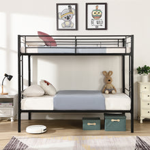 Load image into Gallery viewer, iRerts Metal Twin over Twin Bunk Bed, Convertible Bunk Beds Twin over Twin with 2 Ladders and Full-Length Guardrail, Modern Twin Bunk Beds for Adults Teens Kids Bedroom, No Box Spring Needed, Black