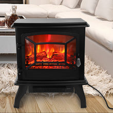 Load image into Gallery viewer, iRerts Electric Fireplace Heater, 17" 1400W Small Electric Fireplace with Adjustable Temperature, 2 Heating Modes, Overheat Protection, Indoor Electric Fireplace Stove for Living Room Bedroom, Black