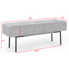 Load image into Gallery viewer, iRerts 45" Bench for Bedroom, Ottoman Bench Seat Upholstered Bedroom Benches, Modern Entryway Bench Couch Long Bench with Steel Legs for Entryway Dining Room Living Room Bedroom End of Bed, Gray