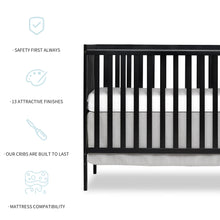 Load image into Gallery viewer, iRerts 5 In 1 Convertible Baby Crib, Wood Convertible Crib Toddler Bed with Wood Legs, Converts from Baby Crib to Toddler Bed, Fits Standard Full-Size Crib Mattress, Easy to Assemble, Black