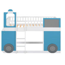 Load image into Gallery viewer, iRerts Wood Kids Loft Bed for Boys Girls, Train Shape Twin Size Loft Bed Frame with Window, Ladders and Guardrails, Spacious Under Bed Space, Playhouse Twin Loft Beds Bedroom Furniture, Blue