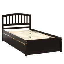 Load image into Gallery viewer, iRerts Wood Twin Platform Bed Frame with Storage Drawers, Modern Twin Bed Frame with Headboard for Adults Kids Teens, Wood Slats, Twin Size Bed Frames for Bedroom, No Box Spring Needed, Espresso