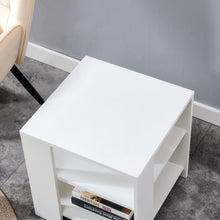Load image into Gallery viewer, iRerts End Tables for Living Room, White 3 Tier Wood Nightstand, Side Table with Open Storage Shelf, Small Bedside Tables for Bedroom Nursery Living Room